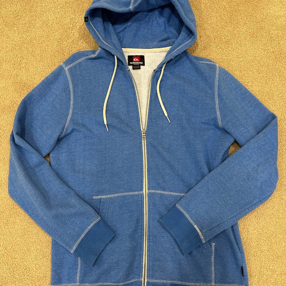 Quiksilver Men's Zip-Up Blue Hoodie